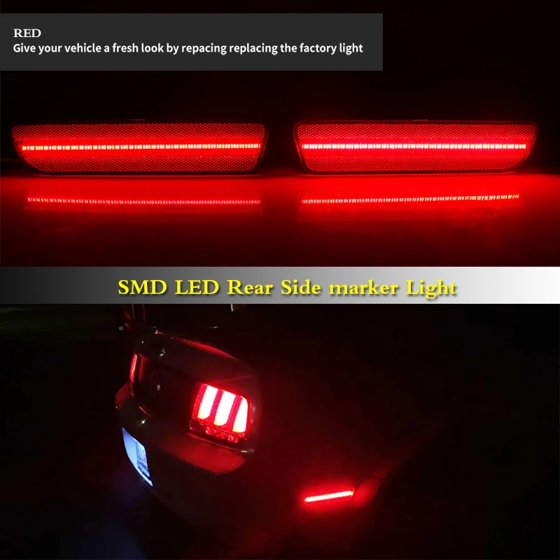 For Ford Mustang 2005 2006 2007 2008 2009 LED Side Fender Marker Reflectors Parking Lamp Red Rear Side Fender Lights