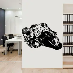 large Cool Motorcycle Wall Stickers Vinyl Motorcycle Racer Motorcyclist Wall Decal for Home Bedroom Decoration Accessories C909