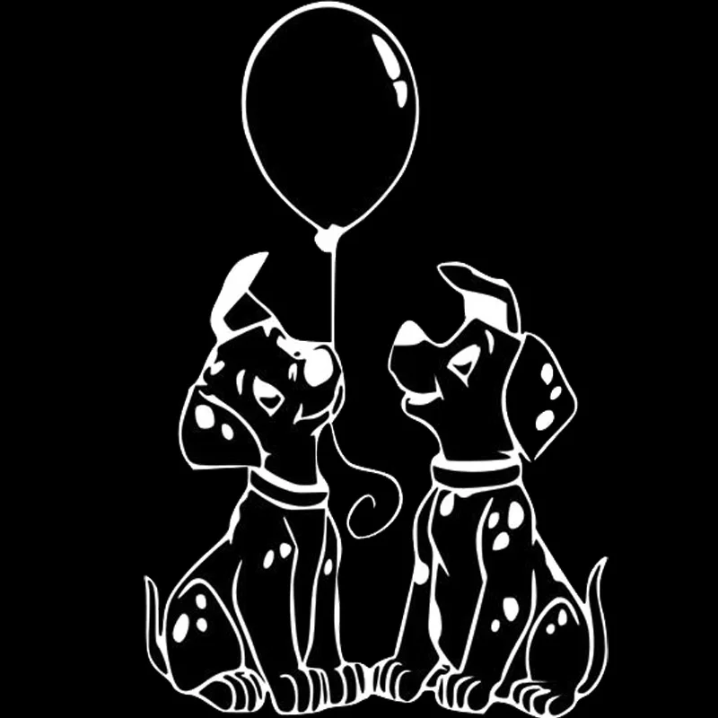 Volkrays Lovely Car Sticker Dalmatians Dog Endearing Accessories Reflective Waterproof Vinyl Decal Black/Silver,13cm*8cm