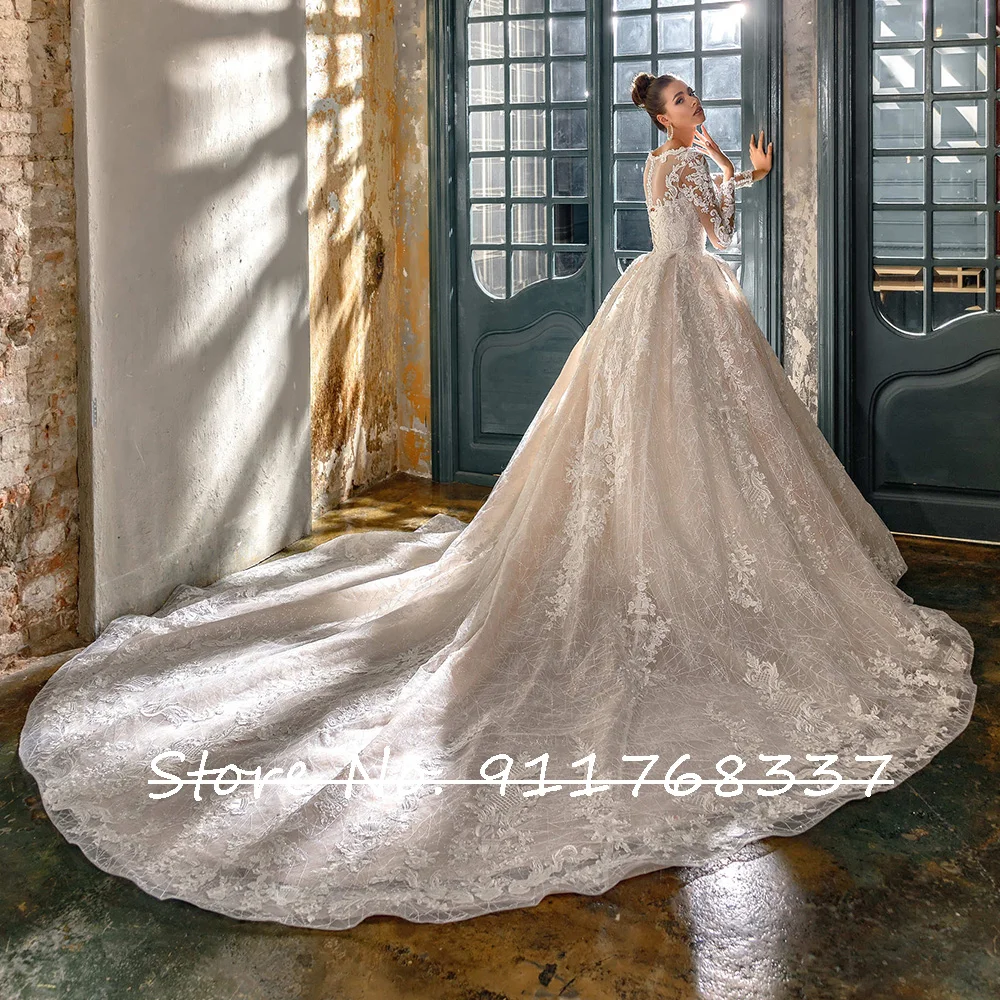 Vestidos De novia Ball Gown Wedding Dress Long Sleeve Abito Da Sposa Sequined Beading Robes De Mariage Gorgeous Hochzeitskleid