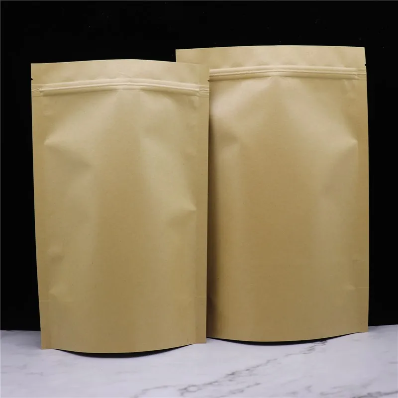 10Pcs/lotKraft Paper Bags Dried Food Fruit Tea packaging Pouches Coffee Seeds SweetsHigh Quality Sealing Zipper  Stand up Gift B