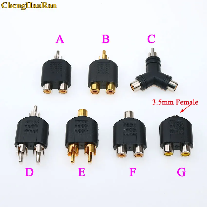 ChengHaoRan 3.5mm to RCA Stereo Female Jack Plug Adapter Headphone Y Audio Adapter RCA Male Female To 2RCA male Audio connector