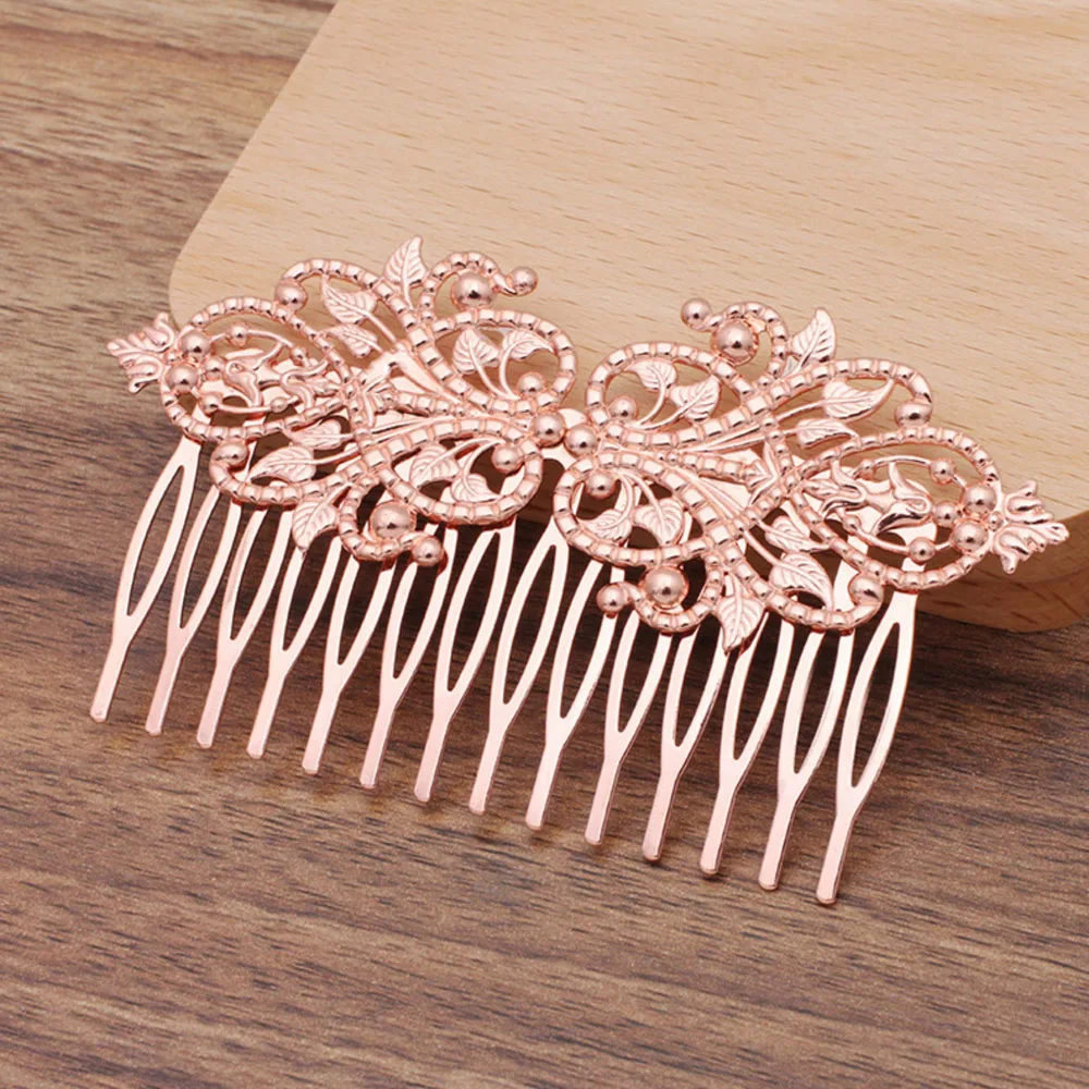 REGELIN 55X95mm Vintage 14 Teeth Comb Hair Jewelry Charm Women Flower Motif Hairpin Hairclips Barrettes Retro Fashion Hair Wear