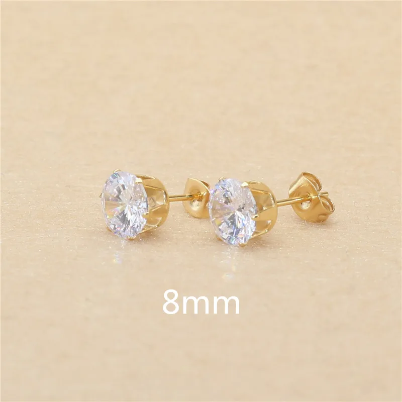 Klassische Ohrstecker aus Edelstahl, weiß, mit AAA-runden weißen Zirkonia-Steinen, 3 mm. – Detail 14