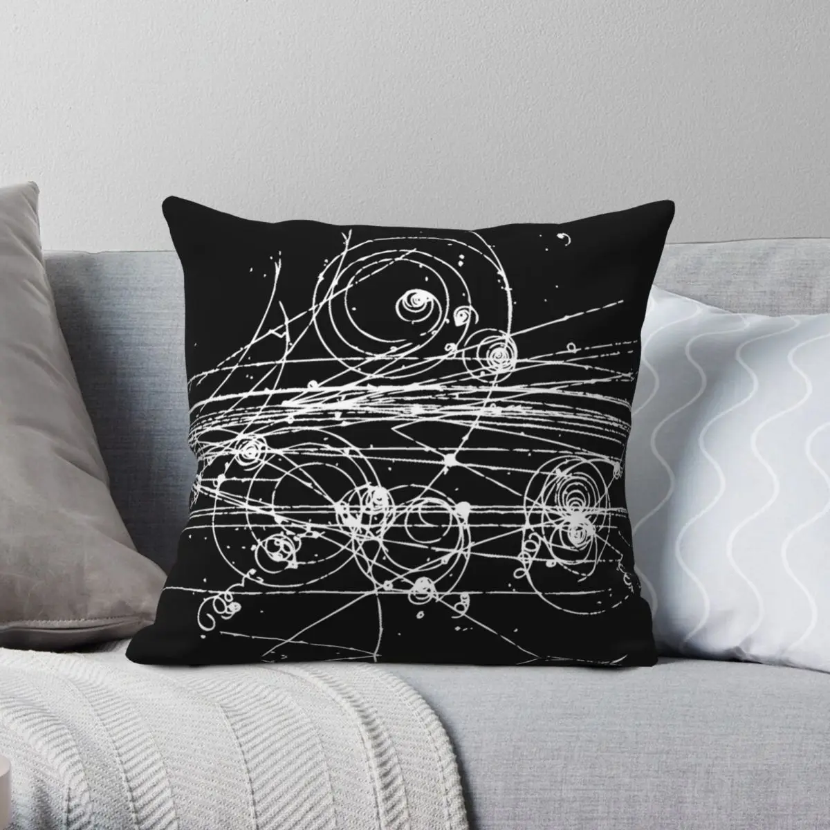 Bubble Chamber Particle Tracks Physics Square Pillowcase Polyester Linen Velvet Zip Decor Pillow Case Home Cushion Cover