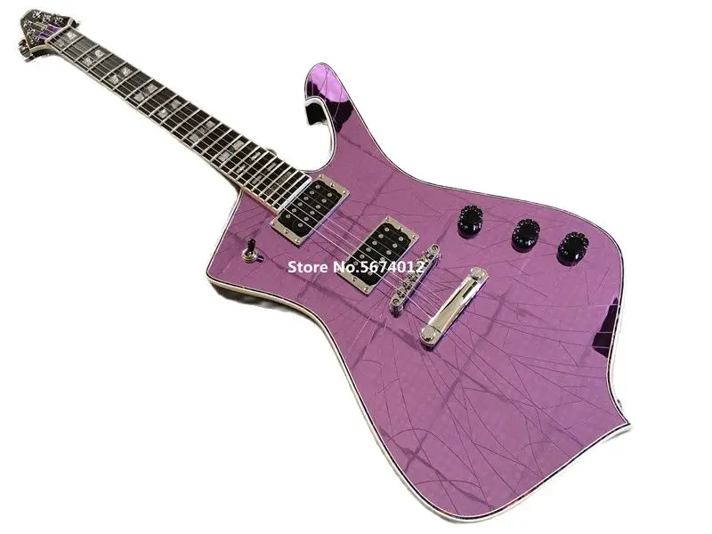 High quality custom mirror, broken mirror glass electric guitar, gold purple, free shipping mirror crack