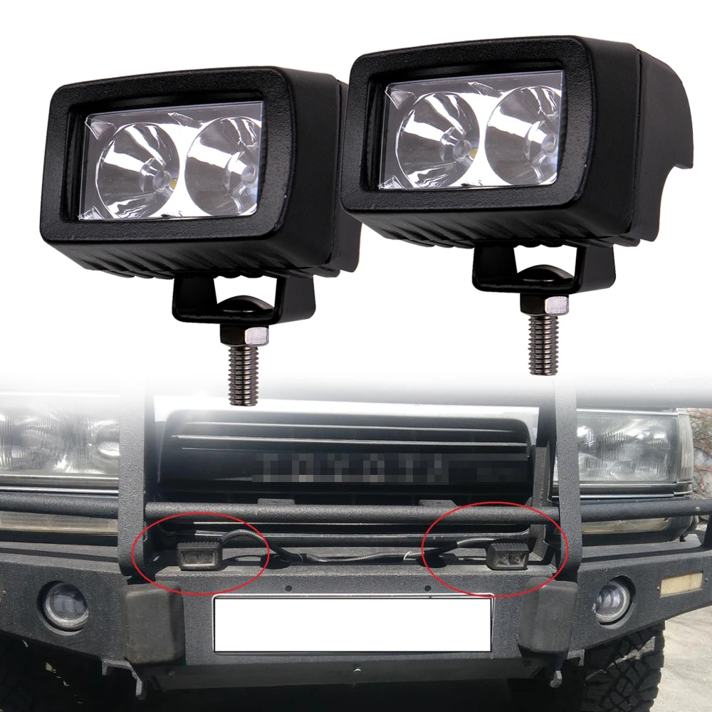 1PAIR 10W LED WORK LIGHT 12V 24V CAR MOTORCYCLE BICYCLE SUV TRUCK WAGON PICKUP DRIVING SPOT FOG LAMP AUXLIARY INDICATOR LIGHT