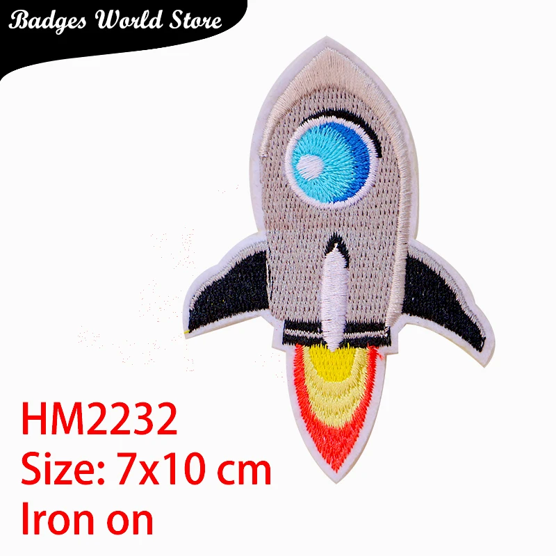 Cartoon Decorative Patch Rocket Astronaut Plot icon Embroidered Applique Patches For DIY Iron on Badges on clothes Stickers