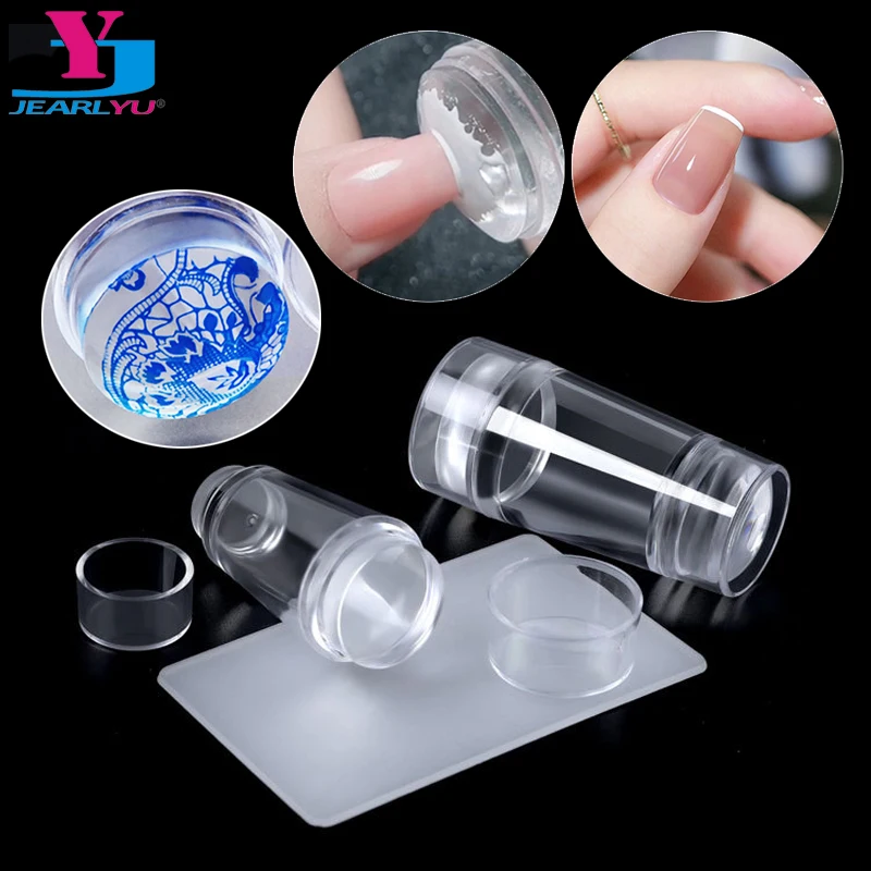 

French Nail Template Transparent Silicone Stamps Nail Stamper Set Jelly Head With Scraper Stamping Plate Manicure Accessory Tool