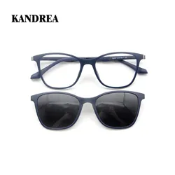 KANDREA TR90 Magnet Clip on Sunglasses Dual Purpose Clips Sun Glasses Square Lens Men Women Eyewear Driving Polarized Goggles