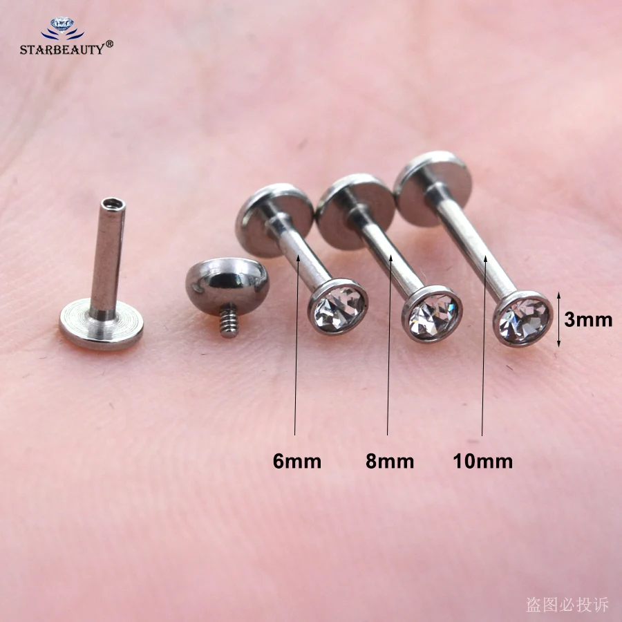 Image 6: 2 pièces 16G 1.5/2/2.5/3/4mm gemme nez Piercing Labret lèvre anneau Helix Piercing Oreja Tragus Piercing oreille boucles d'oreilles bijoux de corps