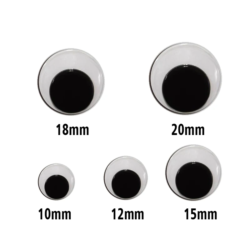 O olho das bonecas dos olhos do jiggly da segurança para brinquedos olhos do googly usado para o ofício 10mm/12mm/15mm/18mm/20mm da boneca dos acessórios vem com arruelas