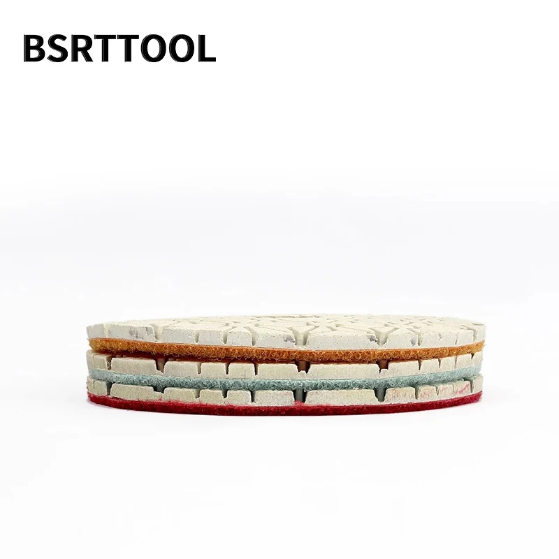 BSRTTOOL 4 "100mm 다이아몬드 화강암 연마 도구에 대 한 3 단계 연마 패드 대리석 콘크리트 연 삭 연마 도구