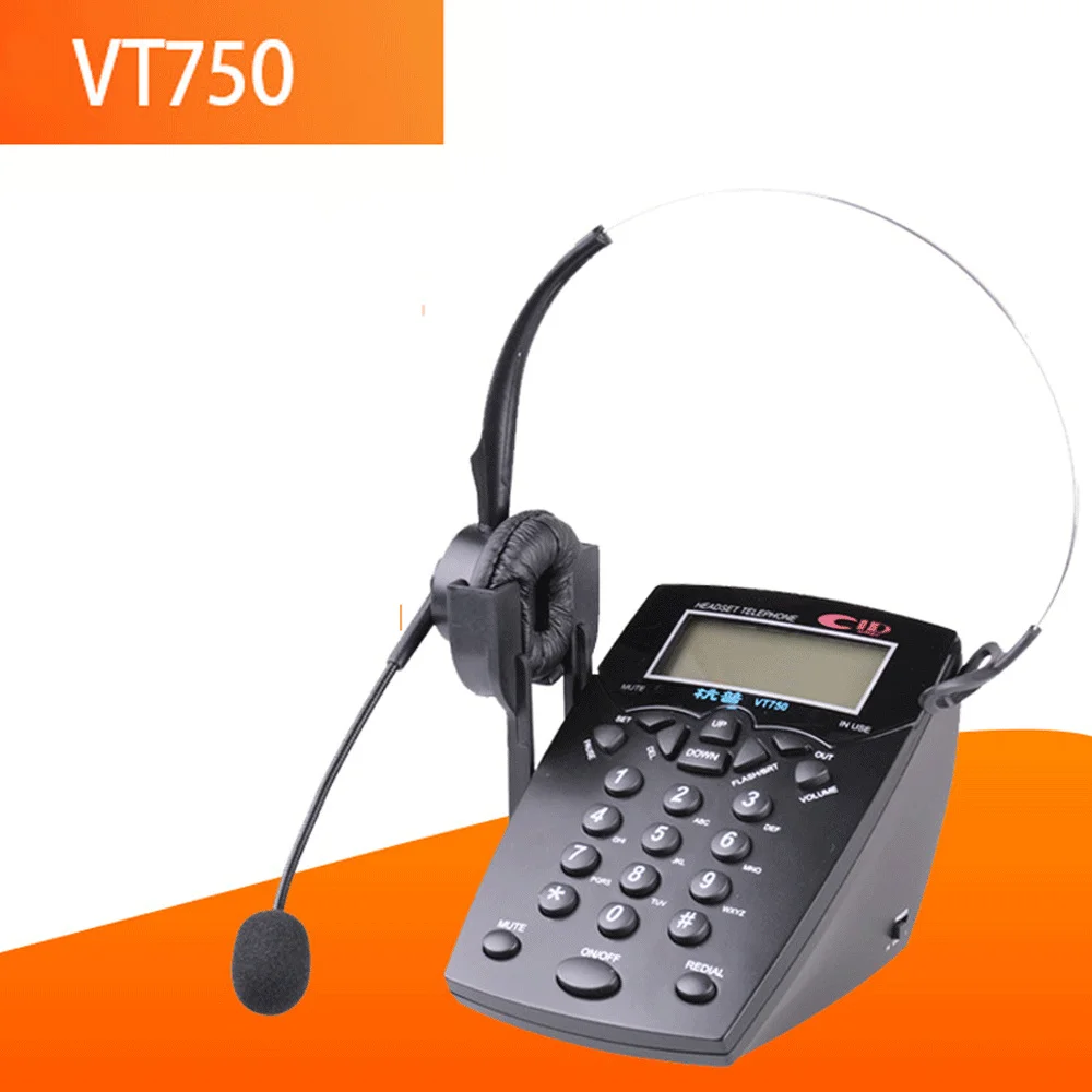 

Corded Headset Telephone Call Center Dialpad Operator Dedicated Telephone Caller ID & Redial, Adjustable LCD Brightness & Volume