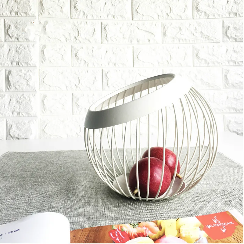 

Home Wrought Iron Fruit Basket Fruit Plate Creative Living Room Household Drain Fruit Basket Simple Modern Dried Fruit Bowl