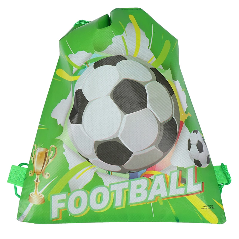 1PCS School Football Drawstring Backpacks Fashion Green  Bags Kids Boy Favors Non-Woven Fabric Backpack