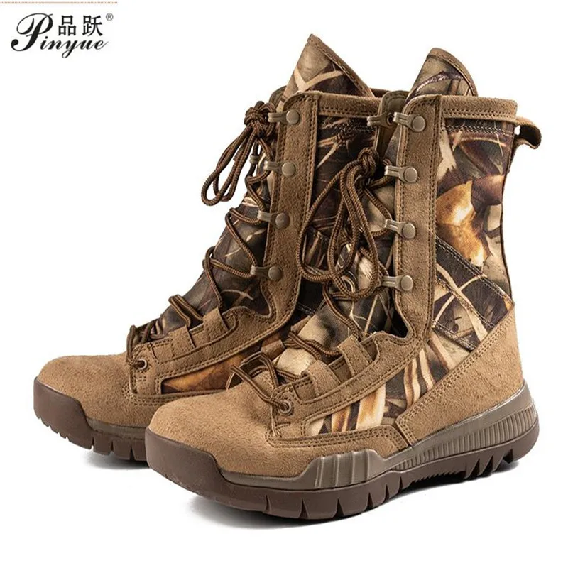 Spring Autumn Men Hunting Climbing Wearproof Training Boots Outdoor Desert  Camo Breathable Hiking Shoes