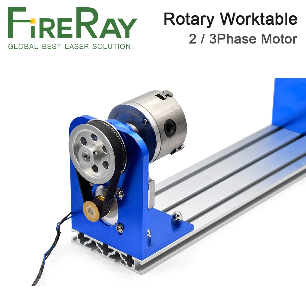 Fireray Rotation Axis Rotary Attachment with Chuck 2Phase 3Phase Stepper Motor Rotary Worktable for Co2 Laser Engraving Cutting