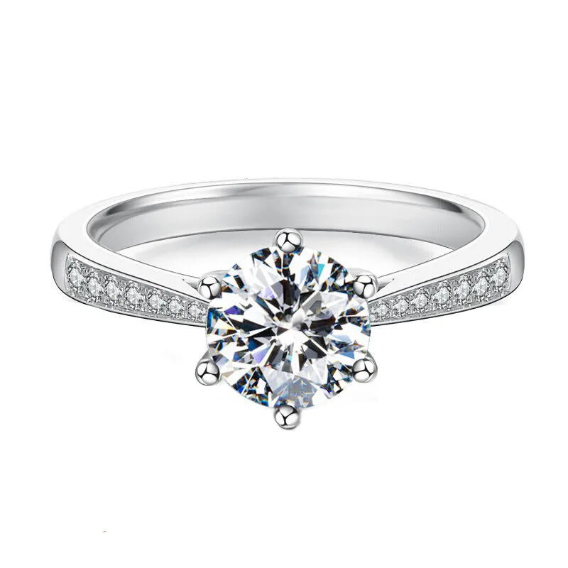 Women's Adjustable Zircon Engagement Ring, 925 Sterling Silver