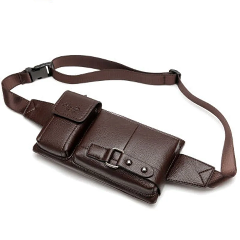 

Fashion Men Bag Casual Waist Bag PU Leather Fanny Pack Phone Pouch Chest Packs Ladies Wide Strap Belt Bag Female Crossbody Flap