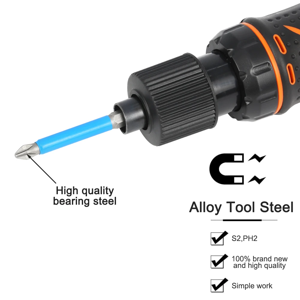 1 pc 1/4" Hex Shank Fits Magnetic PH2 Long Reach Electric ARC Screwdriver Bits Exactness Single Phillips Cross Head Tool