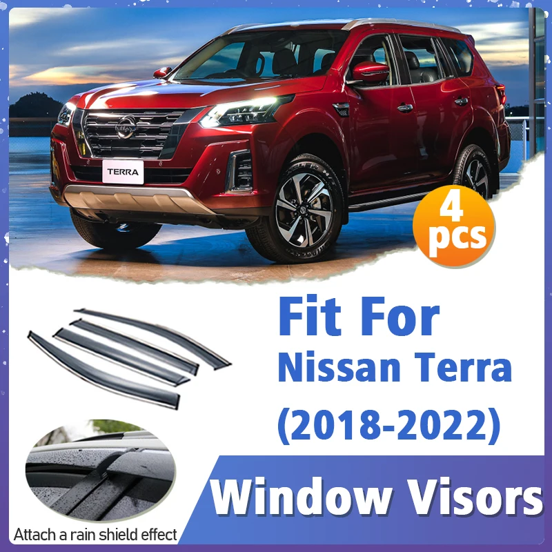 

Window Visor Guard for Nissan Terra 2018-2022 Vent Cover Trim Awnings Shelters Protection Sun Rain Deflector Auto Accessories