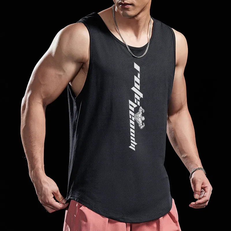 

2022 NEW Men Sports Tank top summer gyms Tank top men Fitness sleeveless shirt Male mesh breathable Undershirt Running Vest men