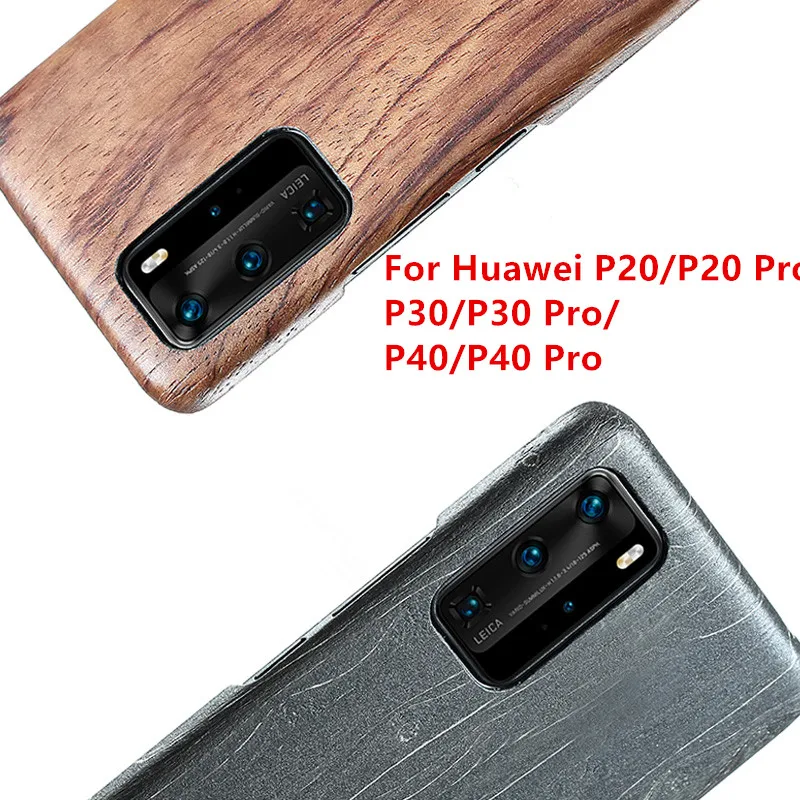 For Huawei P40/P30/P30 Pro/P30 Lite/P20 /P20 Pro/P20 Lite walnut Enony Wood Rosewood MAHOGANY Wooden Back Case Cover