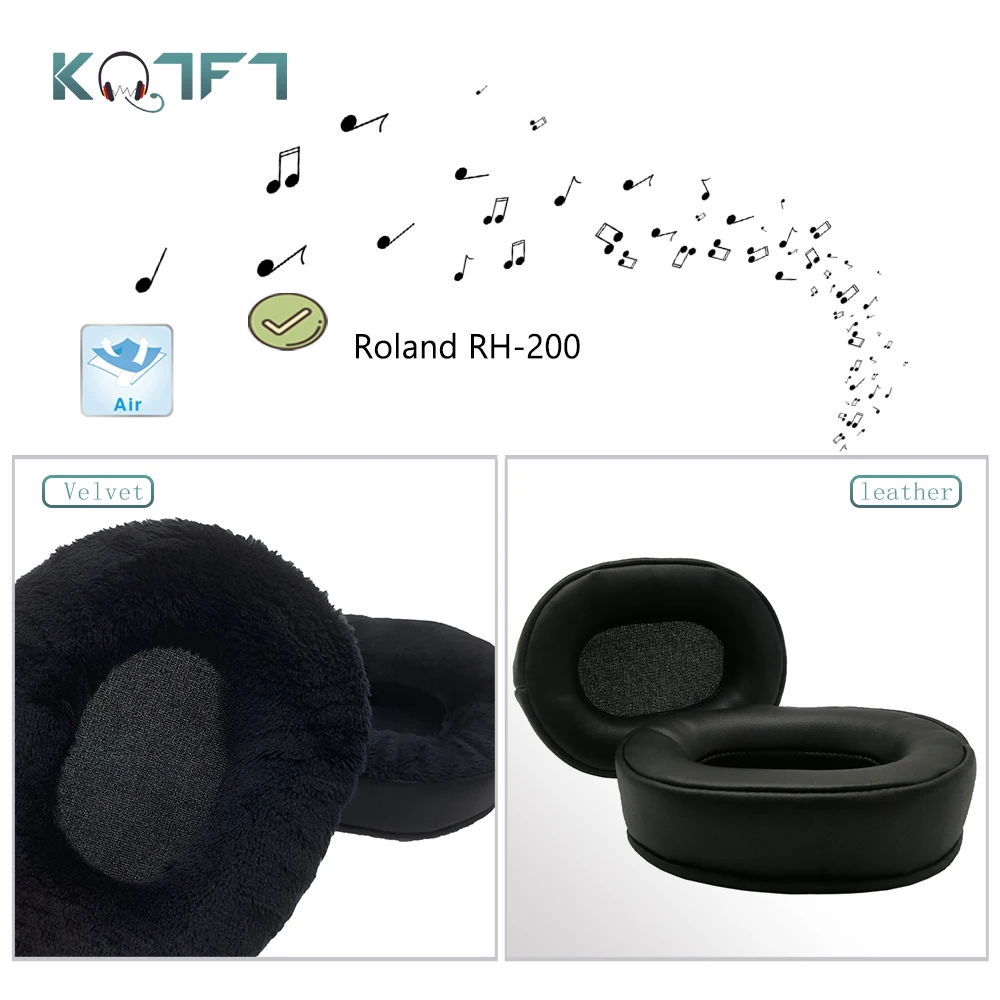 KQTFT 1 Pair of Velvet leather route Replacement EarPads for Roland RH-200 Headset Earmuff Cover Cushion Cups