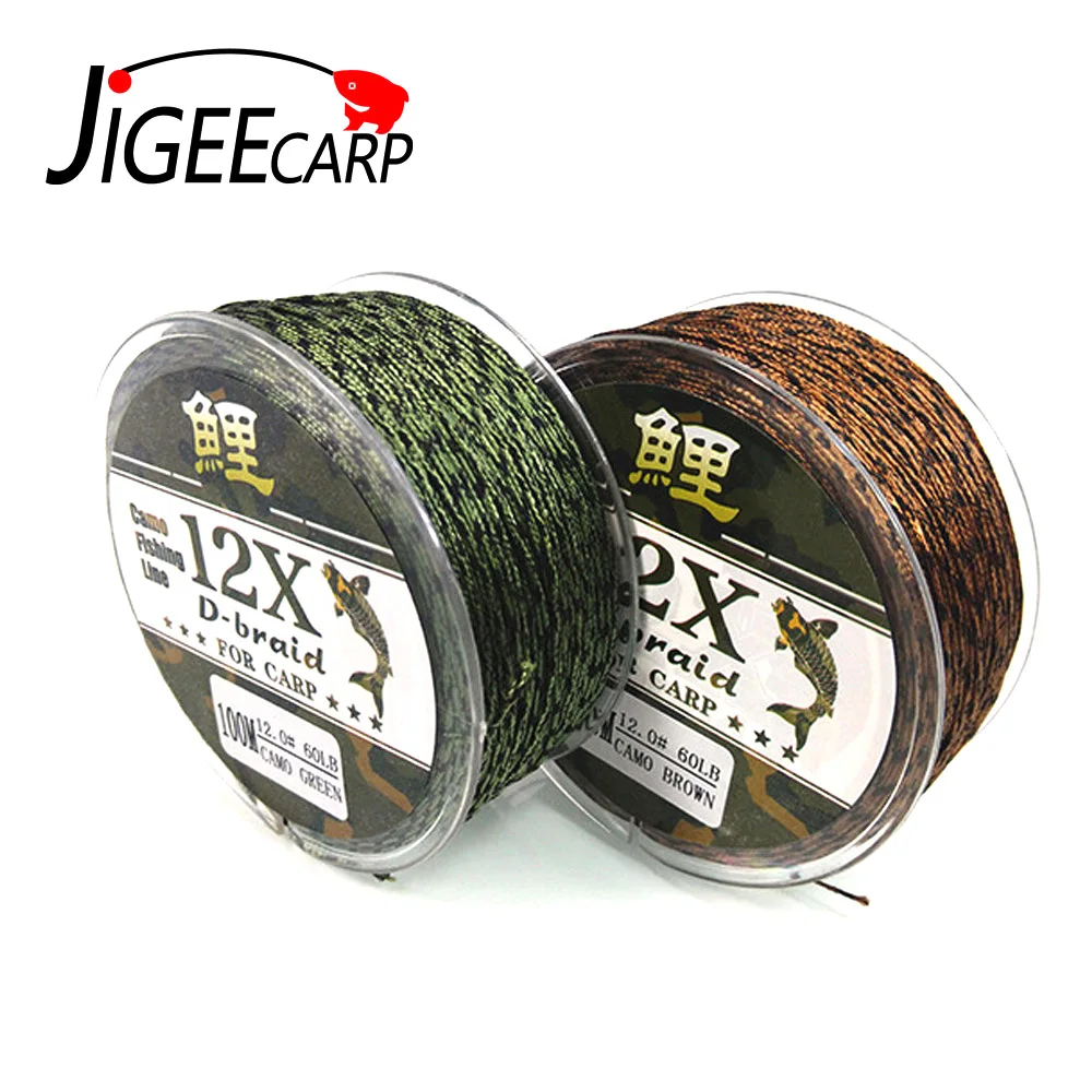 JIGEECARP 50m/100m Carp Fishing Rig Braid Line Brown Green Color Rig Lines Coarse Level Sink Line 25LB 35LB 45LB 60LB