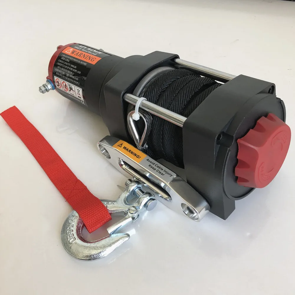 12v Verricello Elettrico-3000lb Dyneema Corda Sintetica-ATV ,Off Road NERO Verricello Elettrico