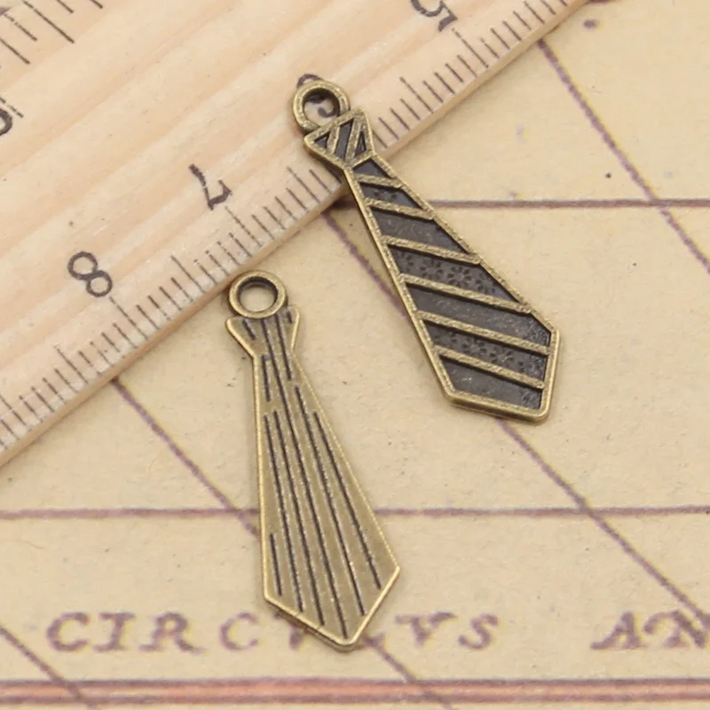 30szt Charms krawat krawat 30x9mm tybetański brąz kolor srebrny zawieszki antyczna biżuteria dokonywanie DIY Handmade Craft — zdjęcie 3