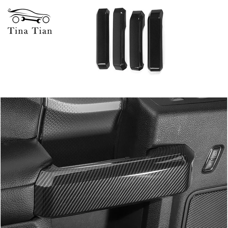 For Ford F150 2017-2020 Raptor 2018 XLT Crew cab Accessories  ABS Carbon Fiber colour  Interior Door Overlay Handle Cover Trim