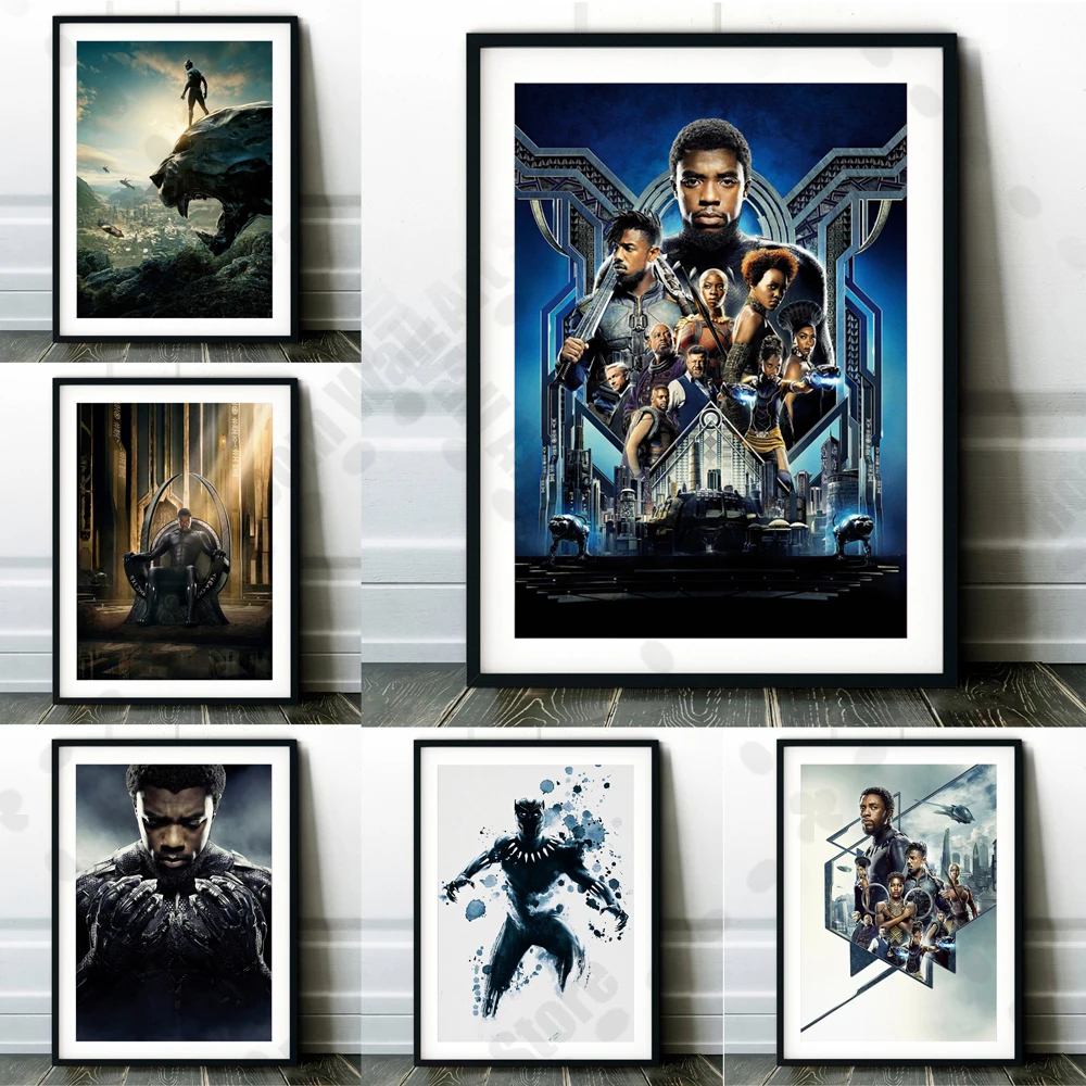 

Superhero Black Panther Movie Poster Disney Avengers Character Canvas Painting Wall Film Art Living Room Home Decoration