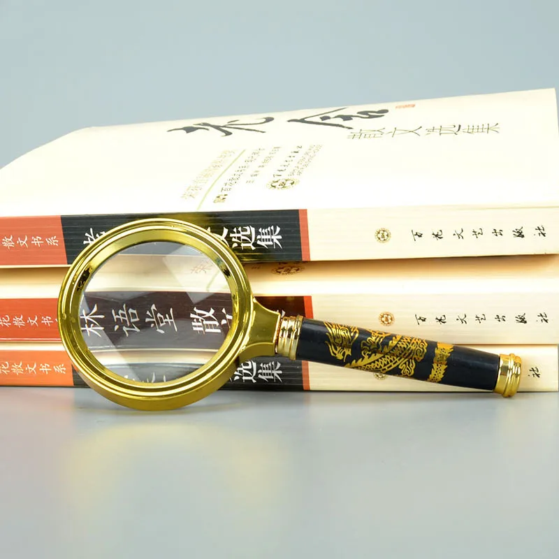 High quality 60mm handheld 10 times magnifying glass portable old man reading and appreciation retro handle magnifying glass