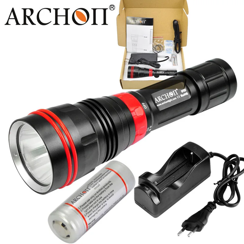 

ARCHON DY01 Diving flashlight CREE XP-L max 1000 lumen 100 meter waterproof dive torch with 26650 Battery and Charger