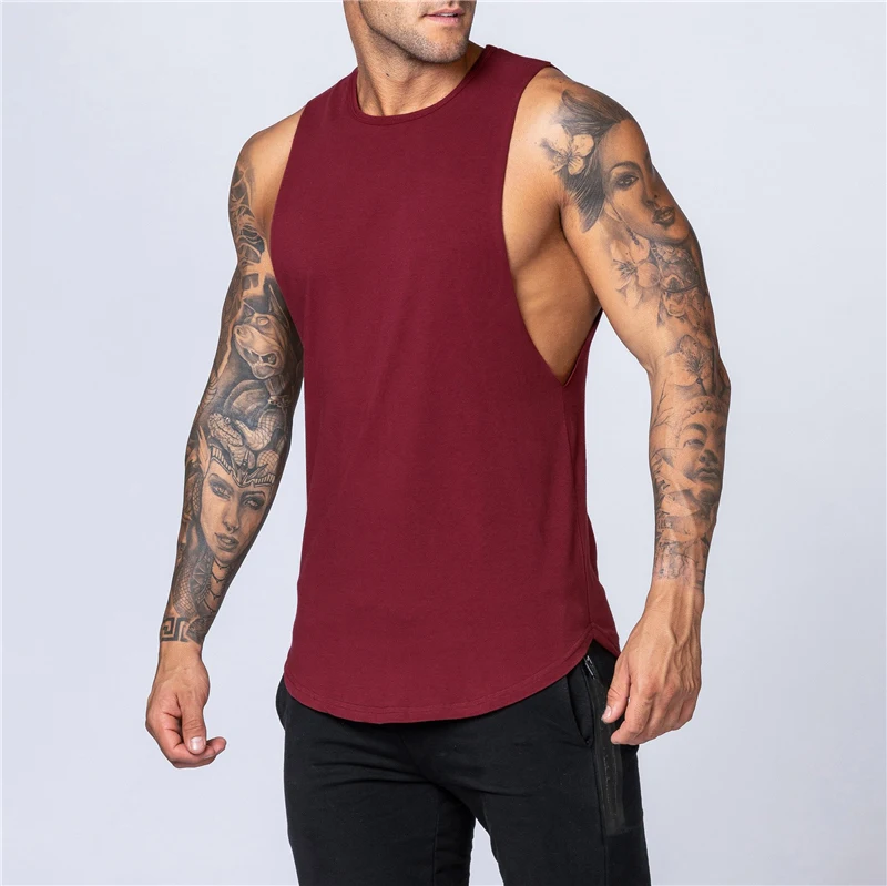 Fashion Workout Gym Mens Tank Top Vest Muscle Sleeveless Sportswear Shirt Stringer Clothing Bodybuilding Singlets Cotton Fitness