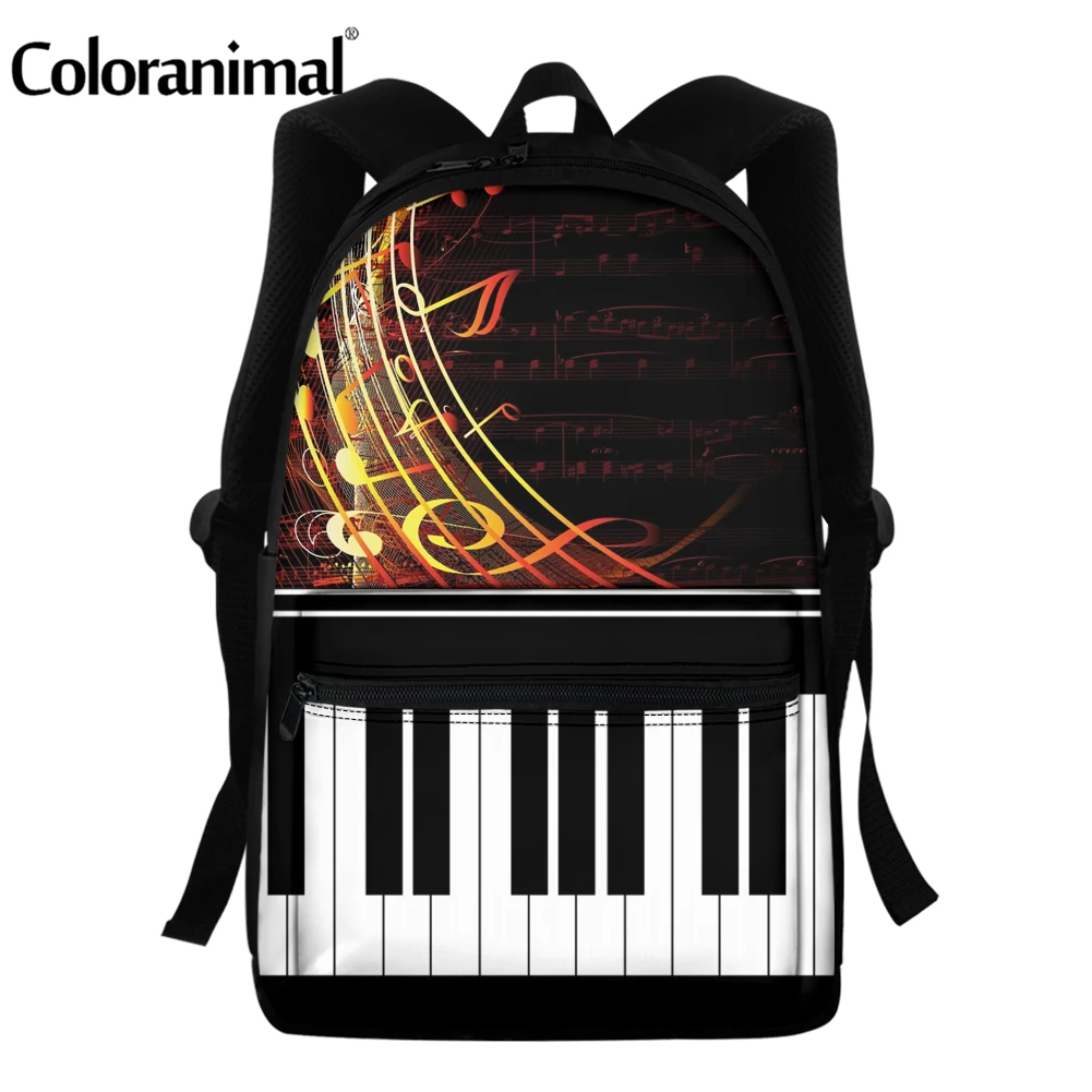 2025 Fashion Music Notes Piano Keyboard Design School Bags For Teenagers Backpacks Black Scool Bag Set Girls Book Satchel