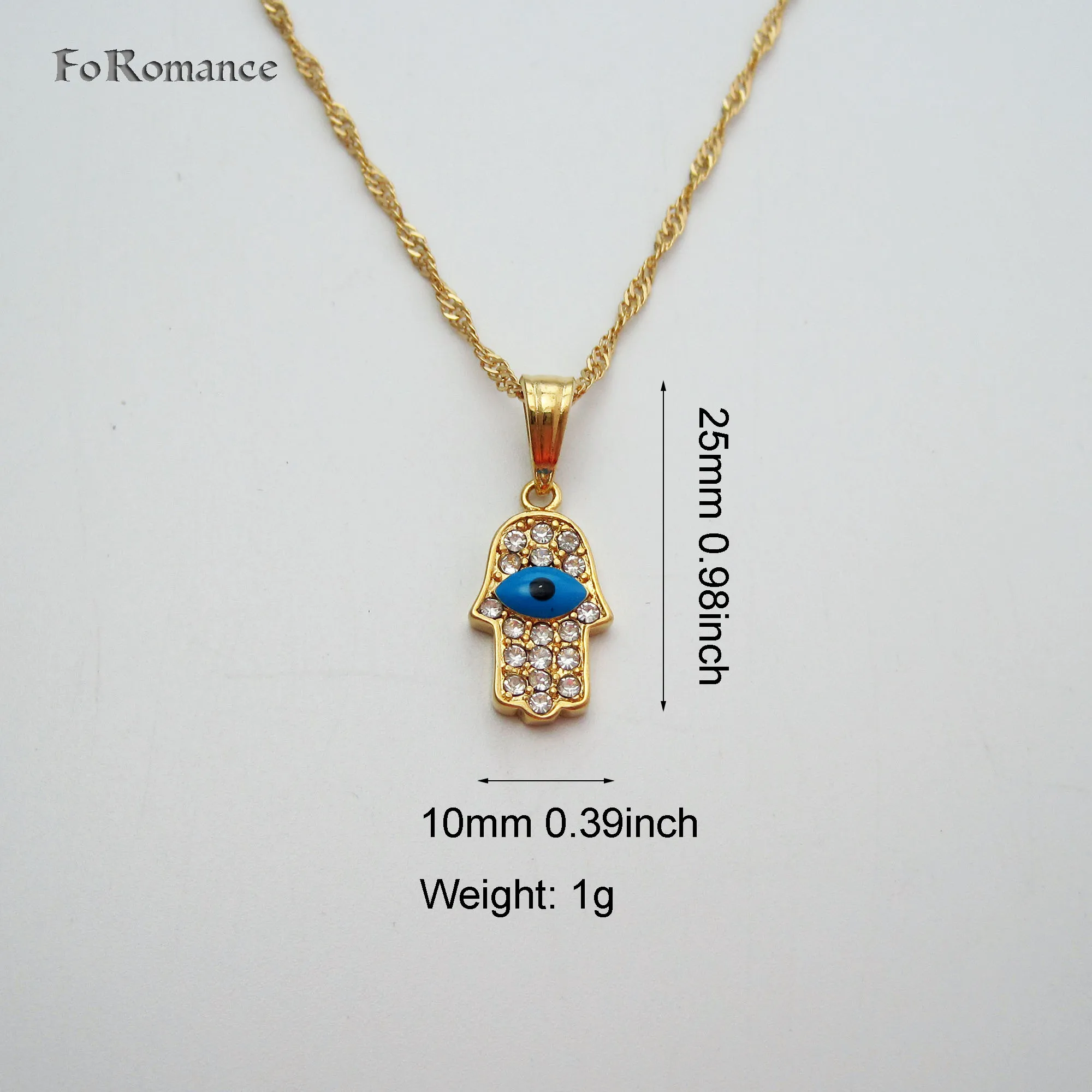 YELLOW GOLD PLATED 18INCH NECKLACE & HAND HAMSA EVIL EYE FULL CZ STONES PENDANT 4DESIGNS AVAILABLE GREAT GIFT
