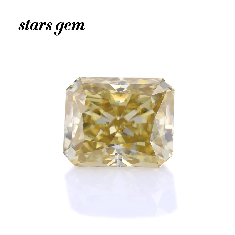 6x8mm 1.5 Carats Yellow Color Octagon Crushed Ice Cut Loose Moissanites Diamond For Ring Pendant Making