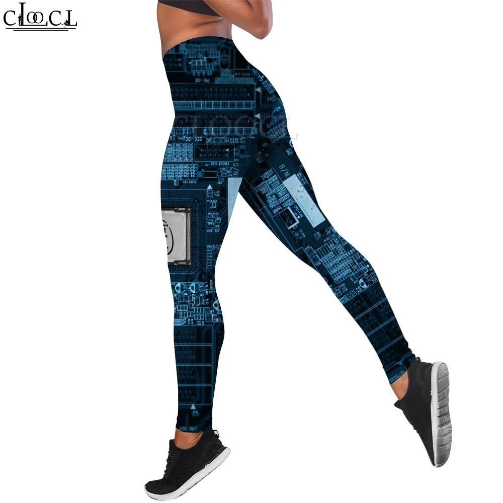 CLOOCL Damen-Leggings, Leiterplatte, 3D-gedruckt, hohe Taille, Elastizität, Legging, weiblich, für den Innenbereich, Push-Up-Trainingshose