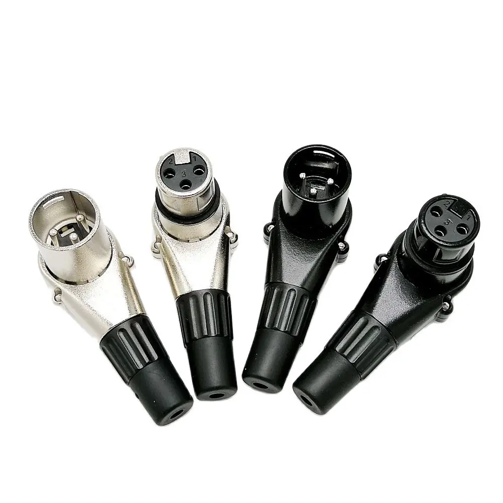 3 pole Right angle XLR Connector Male Female XLR 3 Pin Micphone Plug Audio Cable Connector Multi-directional Monnector