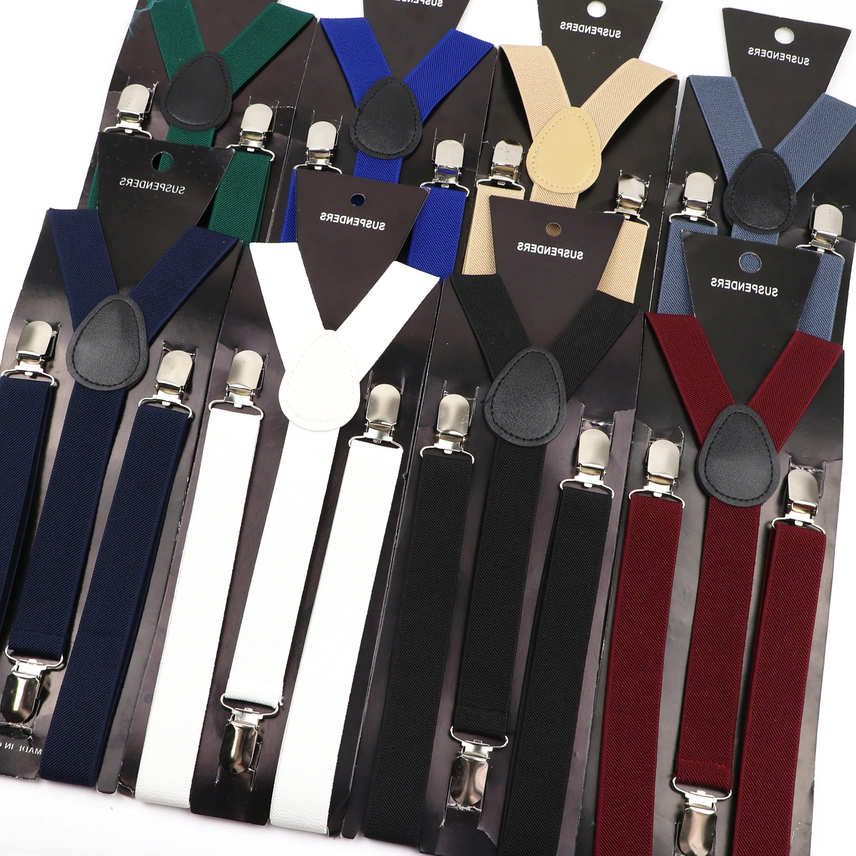 Hot Deals Solid Color Elastic Leather Suspenders Men Women Classic Adjustable Straps For Shirt Pants Skirts Wedding Accessories