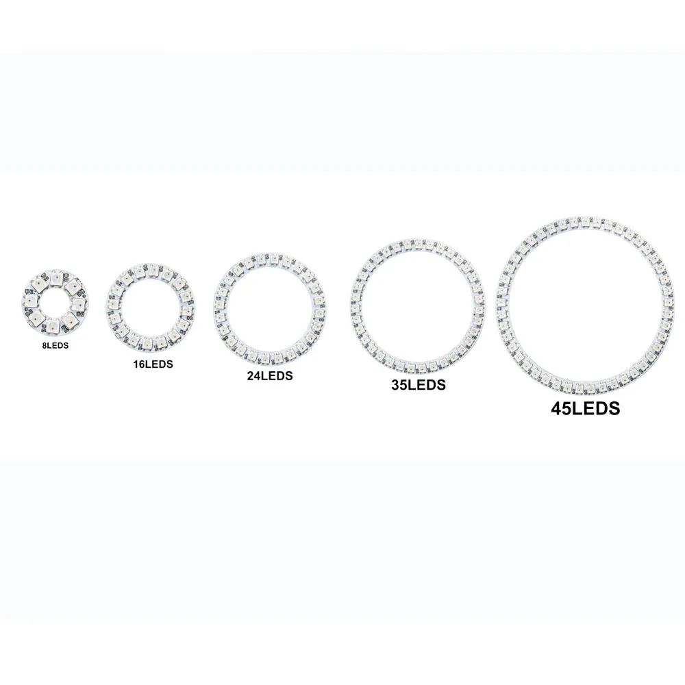 WS2812b LED-Ring Adressierbar 8/16/24/35/45 LEDs 5050 RGB LED-Diodenring Farbige IC-Eingebaute LED