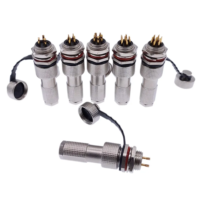 IP68 metal connector M12 GX12 12G connectors copper contact 2pin3pin4pin5pin6pin7pin 5A waterproof plug & socket a set