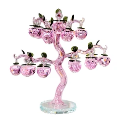 Pink Chirstmas Tree Hanging Ornaments 30mm Crystal Glass Apple miniature Figurine Natale Home Decorations Figurines Crafts gifts