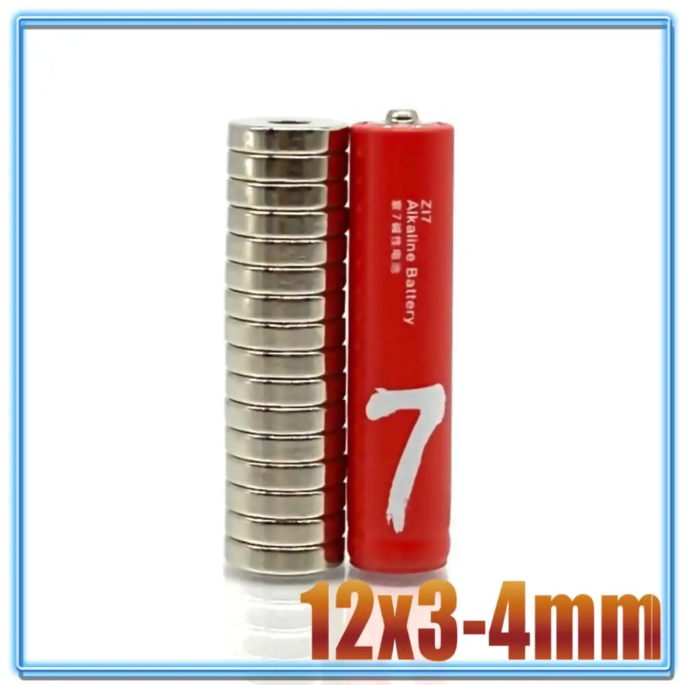 10-500 sztuk 12x3-4 magnes neodymowy 12x3 otwór 4 N35 NdFeB okrągły Super mocny mocny stały magnetyczny imanes Disc 12*3 Hole4