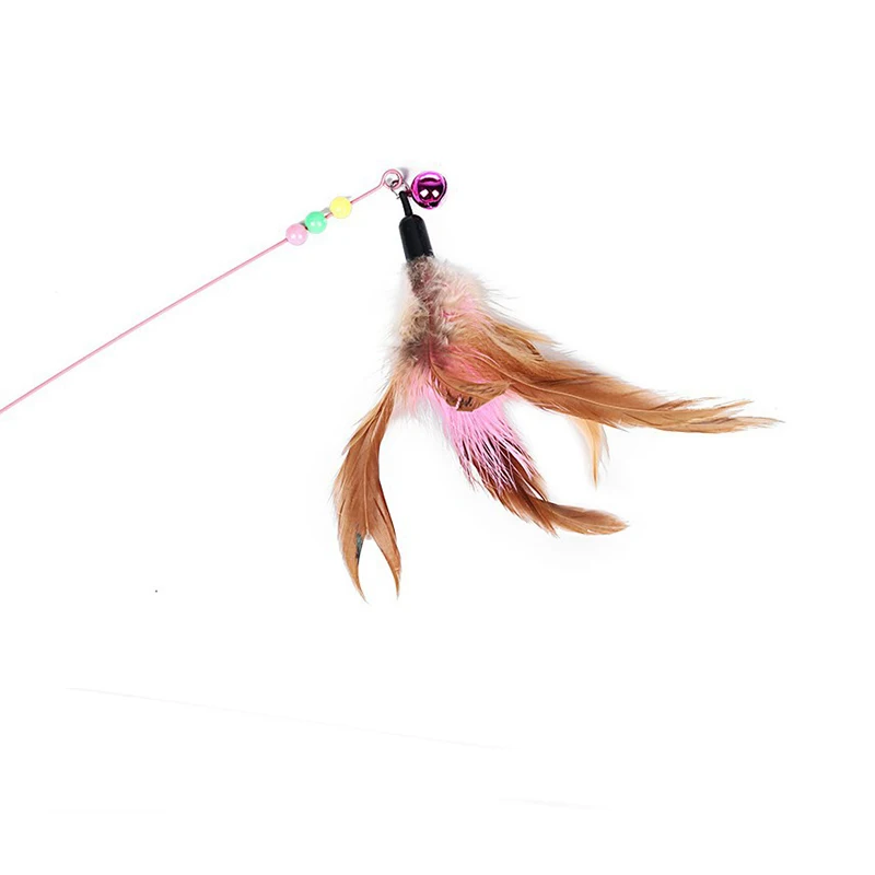 90cm Cat Toys Cat Teaser Wire Fish Funny Cat Rod Fishing Cat Rod  Feather Bell Funny Cat Stick Pet Interactive Replaceable head