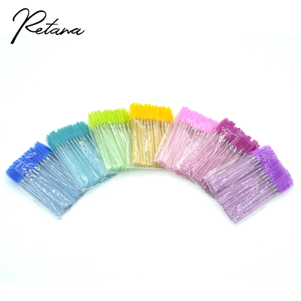 50 Shiny Disposable Eyelash Applicators Eyelash Brush Mascara Applicator Eyebrow Brush Comb Wand Wire Brush Makeup Brush