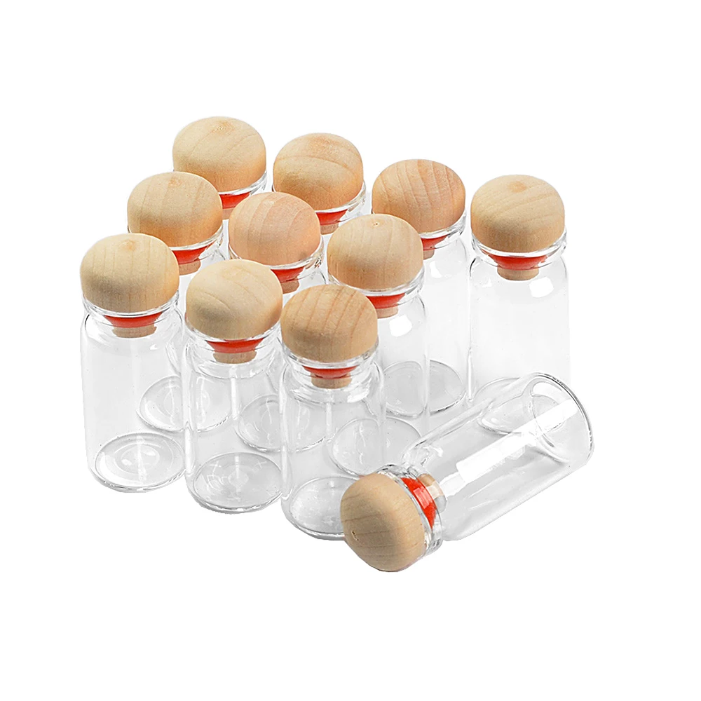 100Pcs 8ml Fine Workmanship of Mini Glass Vials have Hard Wood Rubber Cap Delicate Practical Craft Travel Sub Bottle